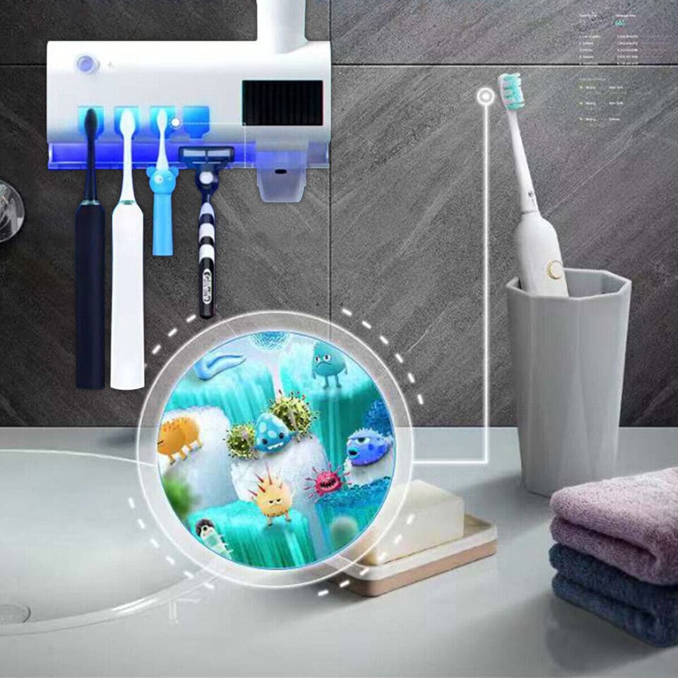 Smart UV Toothbrush Sterilizer, Ultraviolet Light Toothbrush Sterilizer, Automatic Toothpaste Squeezer Dispenser, Wall Mount Toothpaste Dispenser Home Bathroom Accessories, Electric Toothbrush Holder With Toothpaste Dispenser Smart UV Toothbrush Sterilizer, Ultraviolet Light Toothbrush Sterilizer, Automatic Toothpaste Squeezer Dispenser, Wall Mount Toothpaste Dispenser Home Bathroom Accessories, Electric Toothbrush Holder With Toothpaste Dispenser